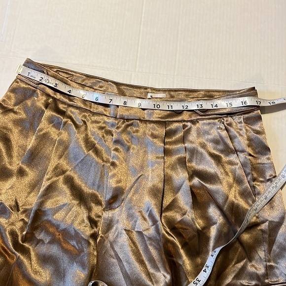 New-a new day-10-gold-high-rise, satin, pleated, wide leg, slouchy, cargo pants. - Picture 12 of 16